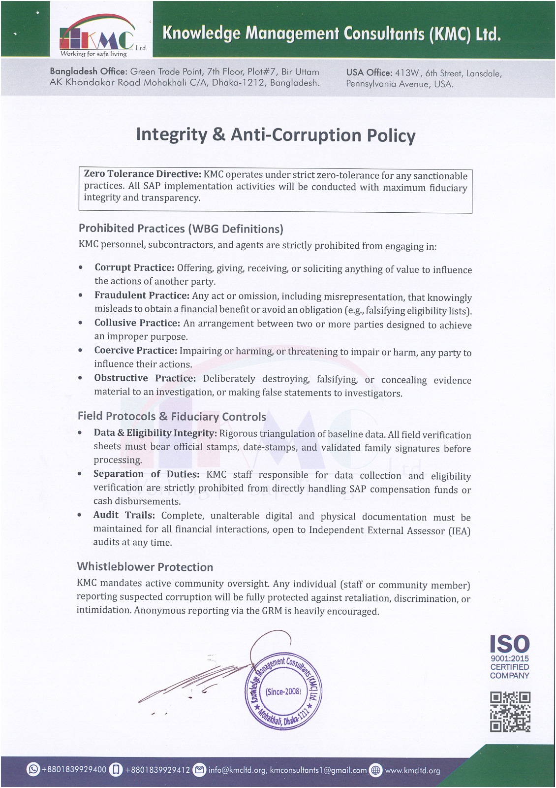 Integrity and Anti-Corruption Policy
